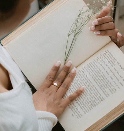 woman and book